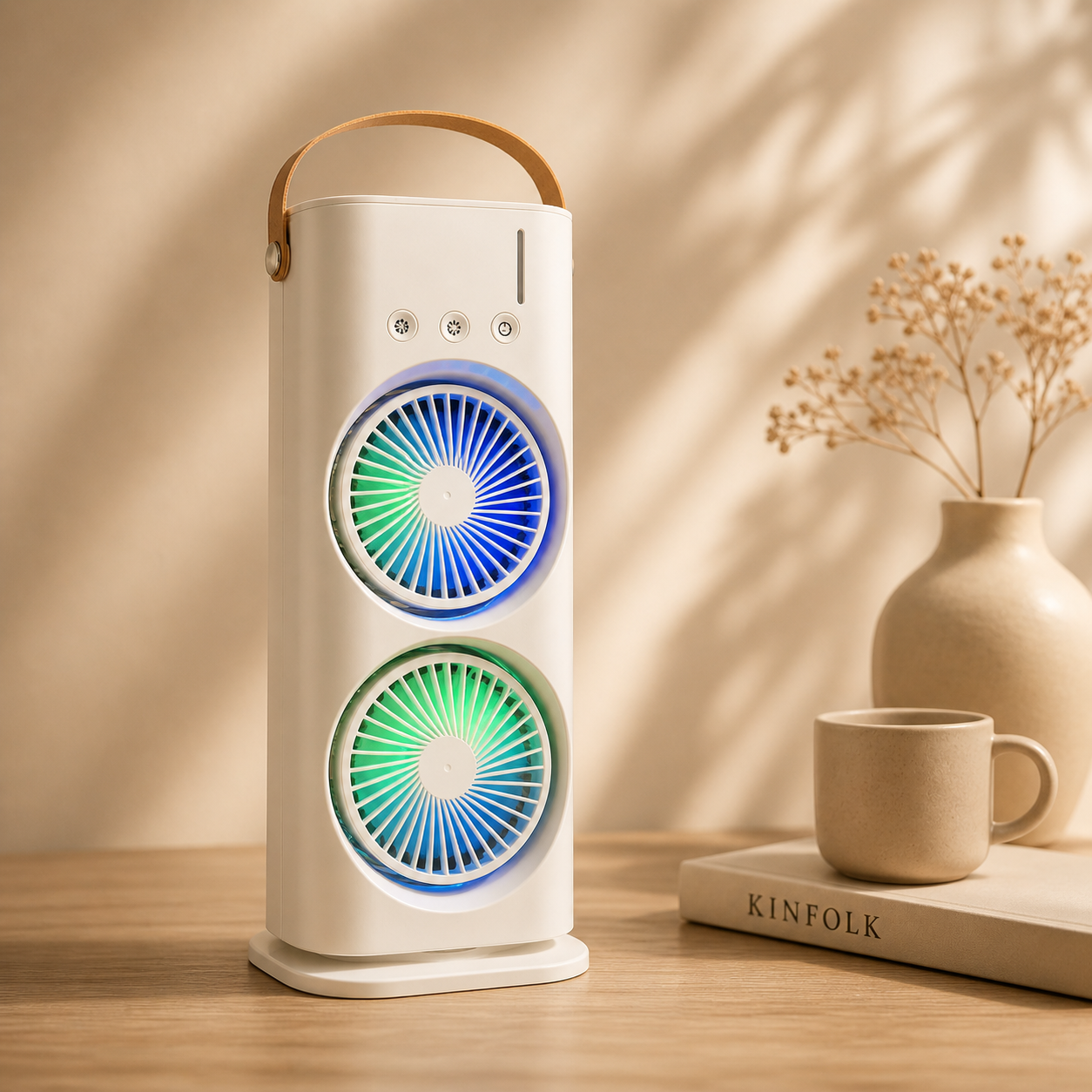 Electric Fan Desktop Double-head Powerful Air Cooler (1 Pc  With Remote)