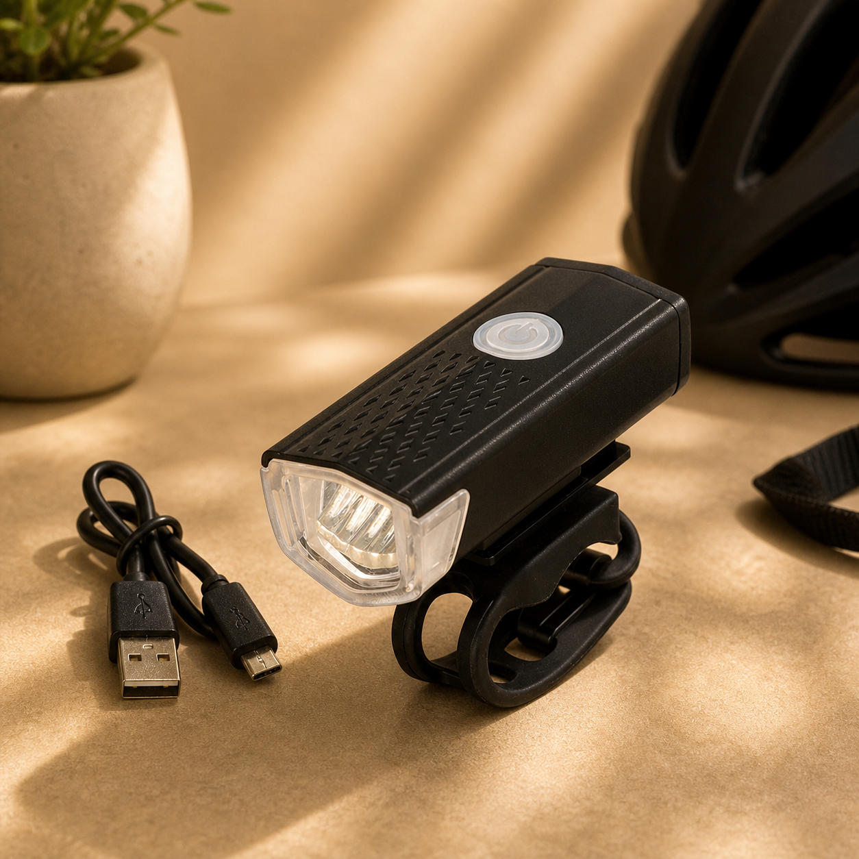 1637 Usb Rechargeable Bicycle Light Set 400 Lumen Super Bright Headlight Front Lights
